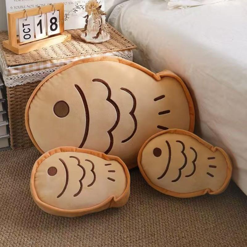 Butter Fish Cute Cookies Taiyaki Plush Cushion With Embroidered Design For Girls