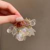 Silver Rhinestone Crystal Flower Asymmetric Earrings - Colorful Retro Court Style Studs for Women