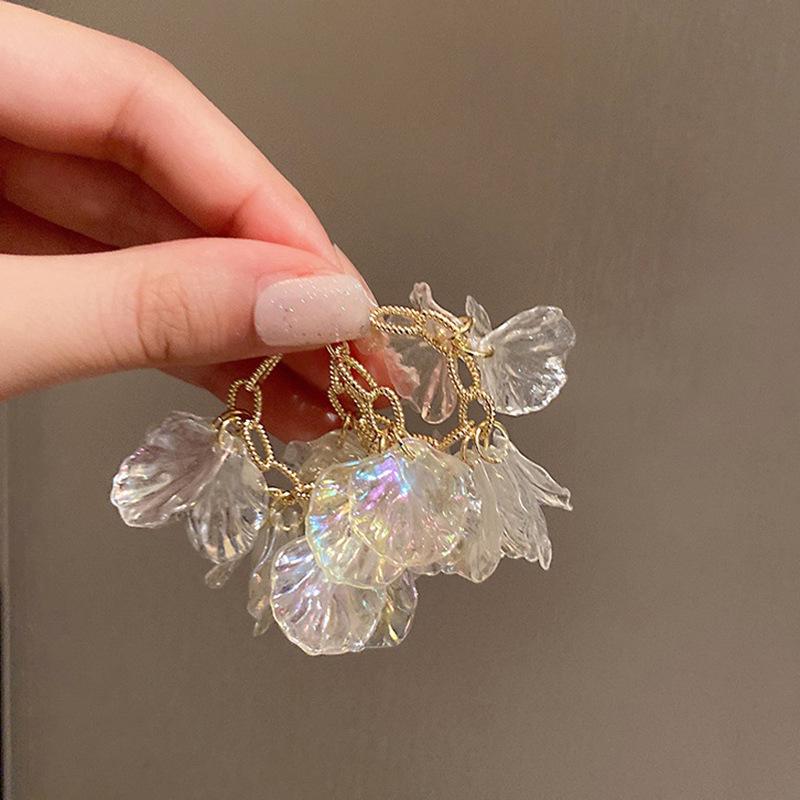 Silver Rhinestone Crystal Flower Asymmetric Earrings - Colorful Retro Court Style Studs for Women
