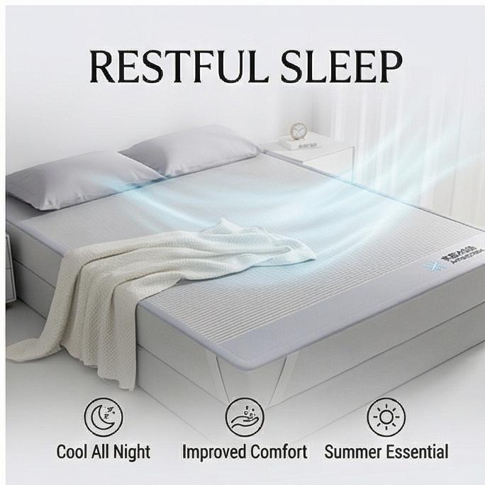 New Antibacterial Washable Ice Silk Cooling Mat, Soft Breathable Summer Air-Conditioned Mat, Multiple Sizes for Bedroom & Dorm Daily Use