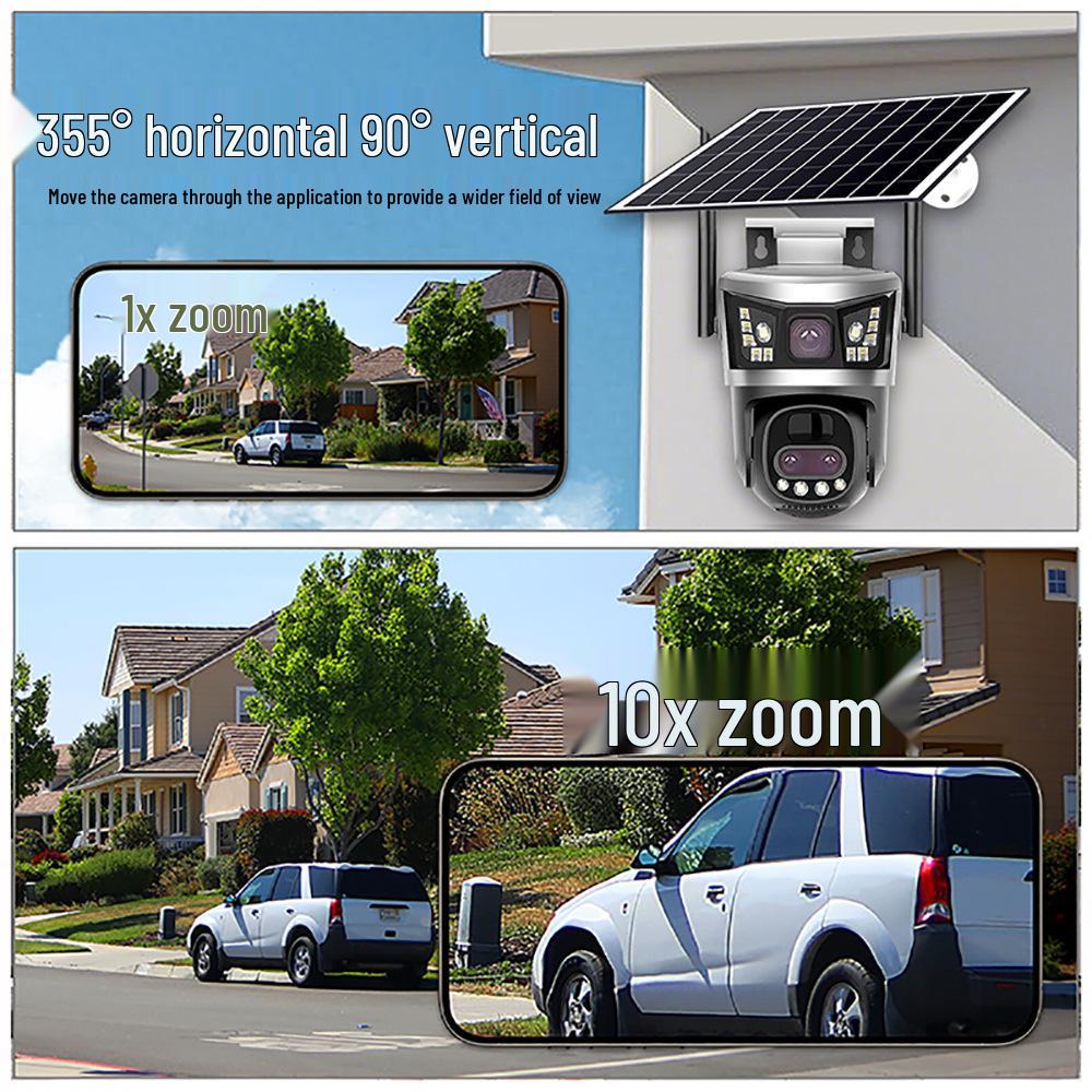 V380pro Solar HD 4G Camera with 10x Optical Zoom & Three Lenses - European Version