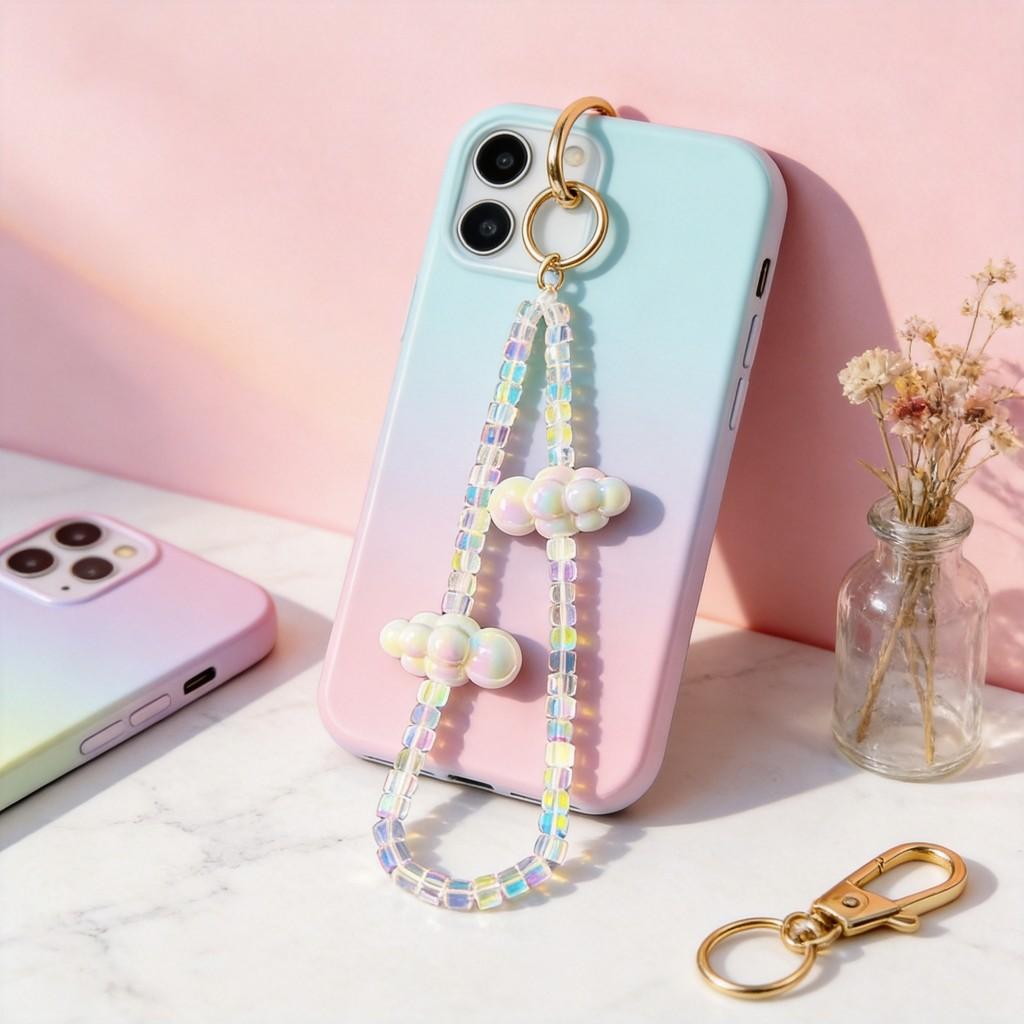 Colorful Cloud Square Phone Lanyard With Handmade Pvc Material For Women And Men