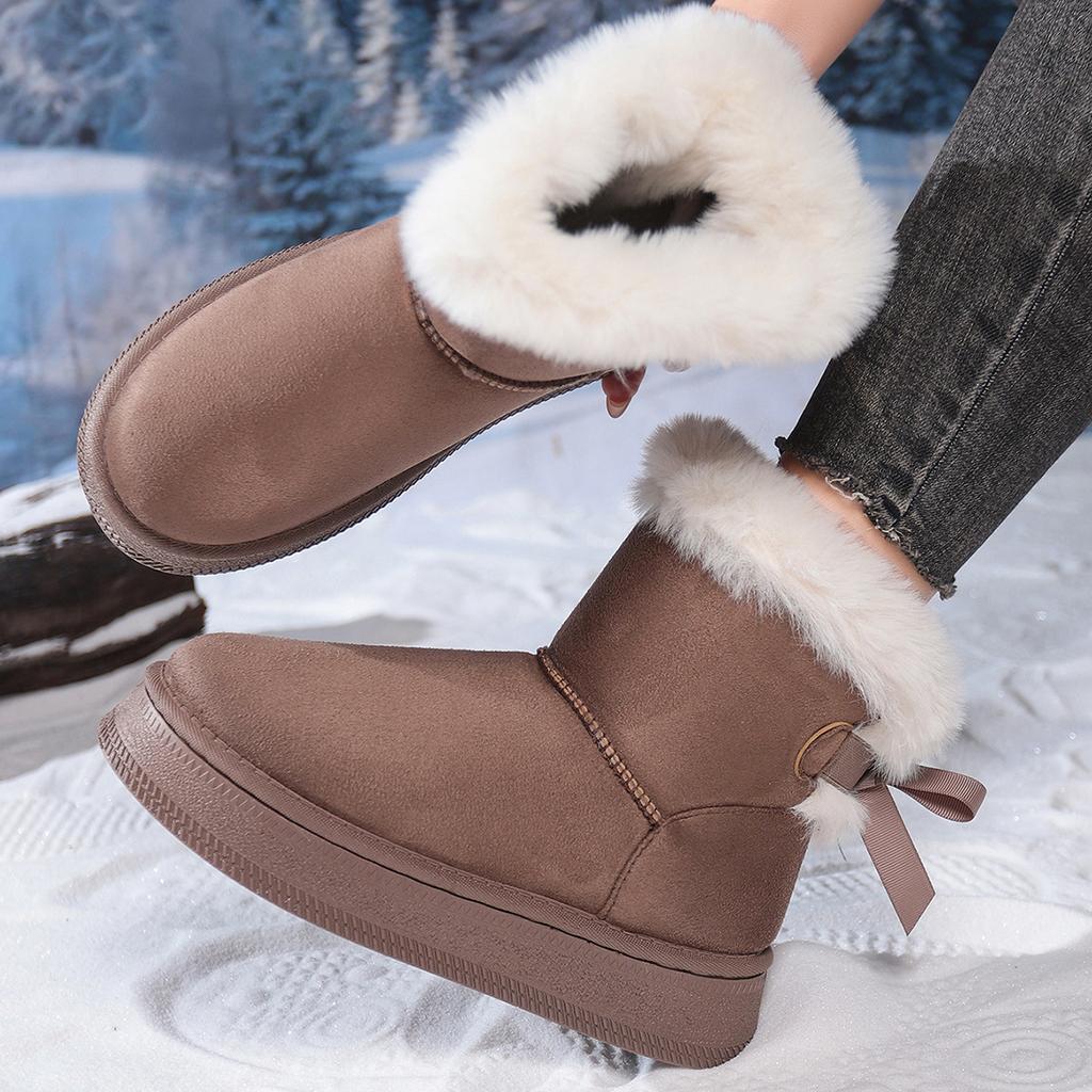 2025 Winter New Fleece Thickened Bread Shoes, Wool Cotton Shoes, Thick Soles, Heightened, Non-slip and Warm Snow Boots