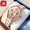 OLEVS 6612 Elegant Hollowed Ladies Watch Ceramic Strap Waterproof Luuxry Original Women's Automatic Mechanical Wristwatch