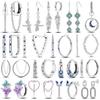 2024 New Earring for Women 925 Silver Sparkling Star Butterfly Heart Tassels Feather Hoop Earrings Engagement Wedding Jewelry