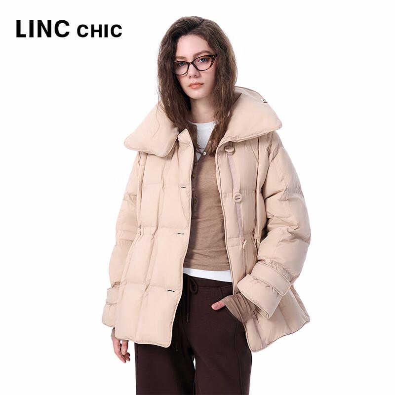 Jinyujie Women's Short Loose Fit Down Jacket with Large Lapel