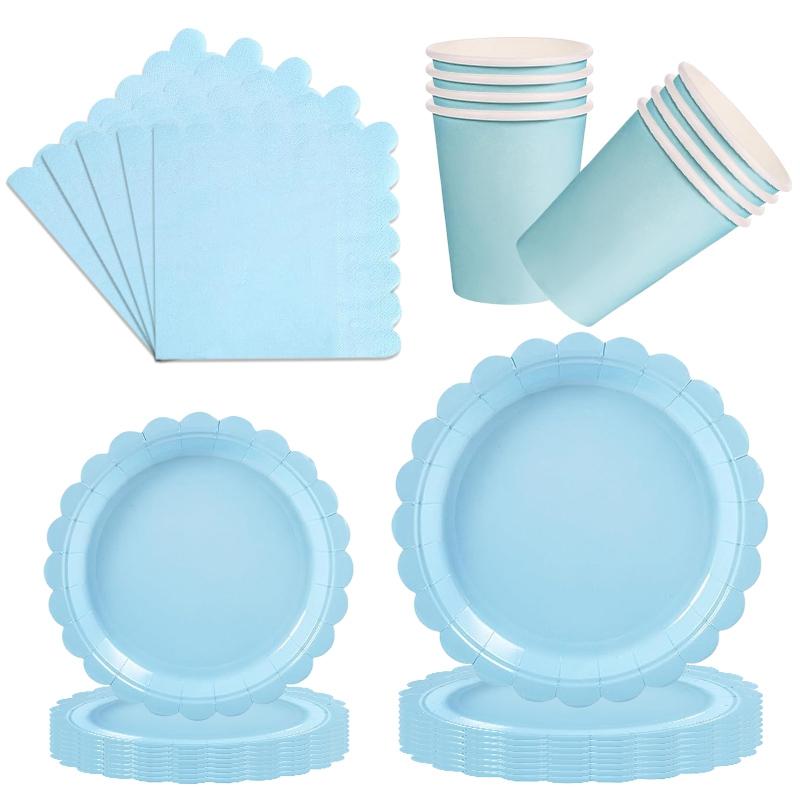 Birthday Party Tableware Set Pink Purple Disposable Paper Plates Napkins Cups Party Decor Wedding Baby Shower Party Supplies