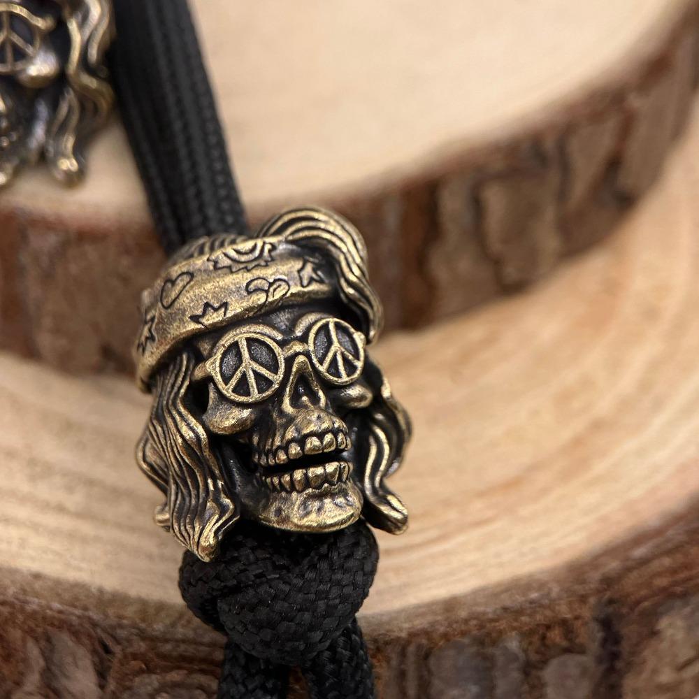 Punk Skull Brass Knife Beads EDC Outdoor DIY Bracelets Accessories Umbrella Rope Woven Lanyard Pendants