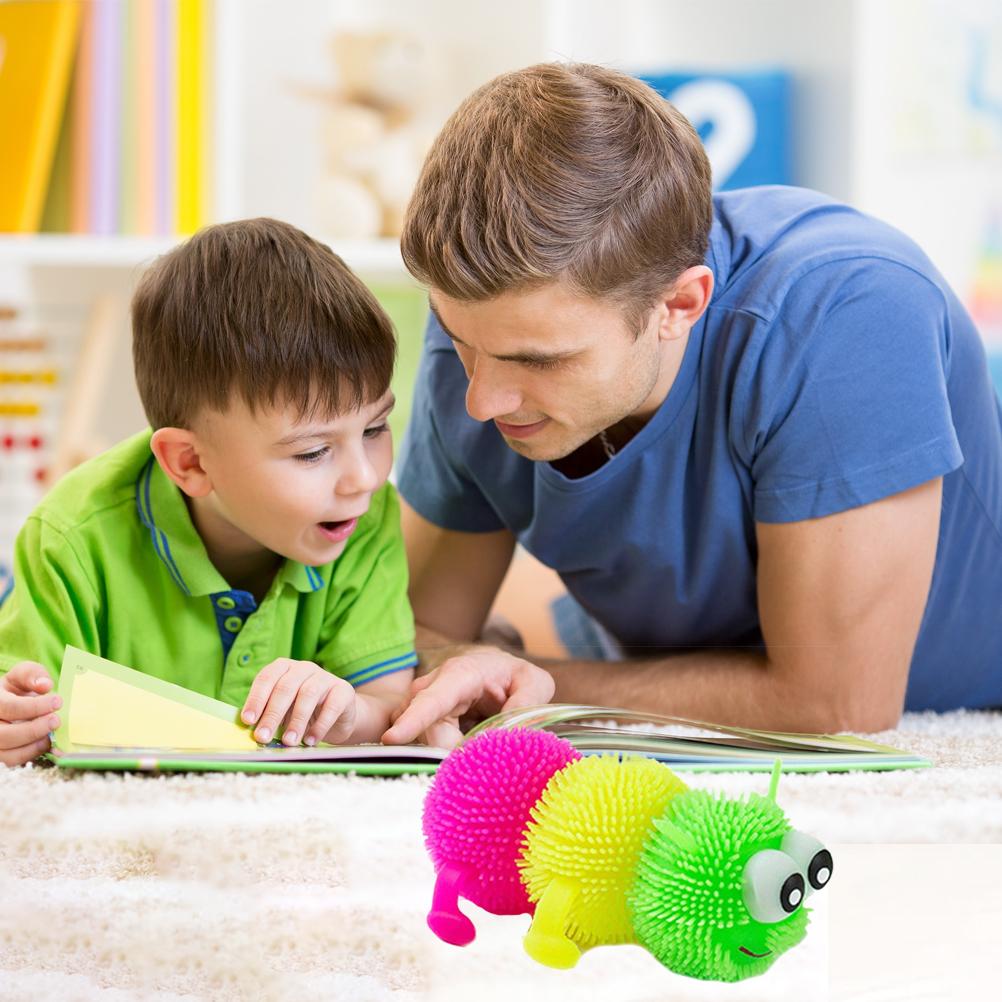 Glowing Puffer Toy Soft Caterpillar Toy Anti Stress Hair Caterpillar Toy for Kids