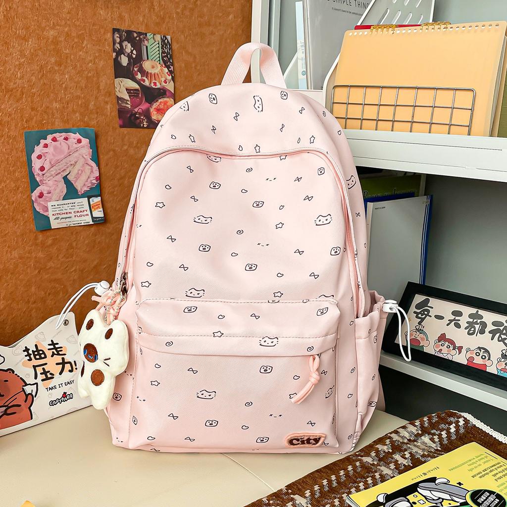 Schoolbag New Large-capacity Backpack Women's Simple, Lightweight and Sweet Schoolbag Korean Version of Junior High School Students Cute Fashion