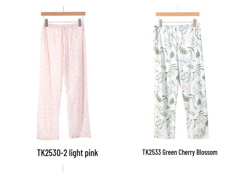 Women's Pure Cotton Knit Pajama Pants - Spring/Summer, Loose Fit, Plus Size, Elastic Waist, Mosquito-Proof