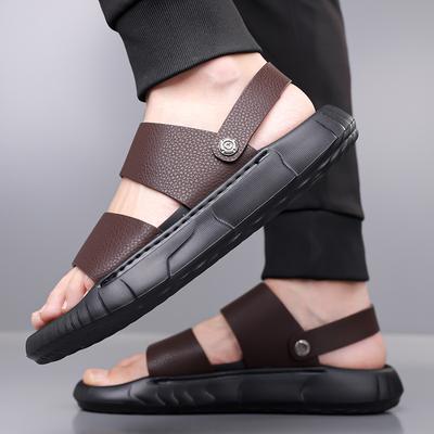 Fashion Leather Man Sandal Soft New Summer Casual Stylish Breathable Thick Soled Comfortable Luxury 2025 Fashion Beach Vacation Sandals