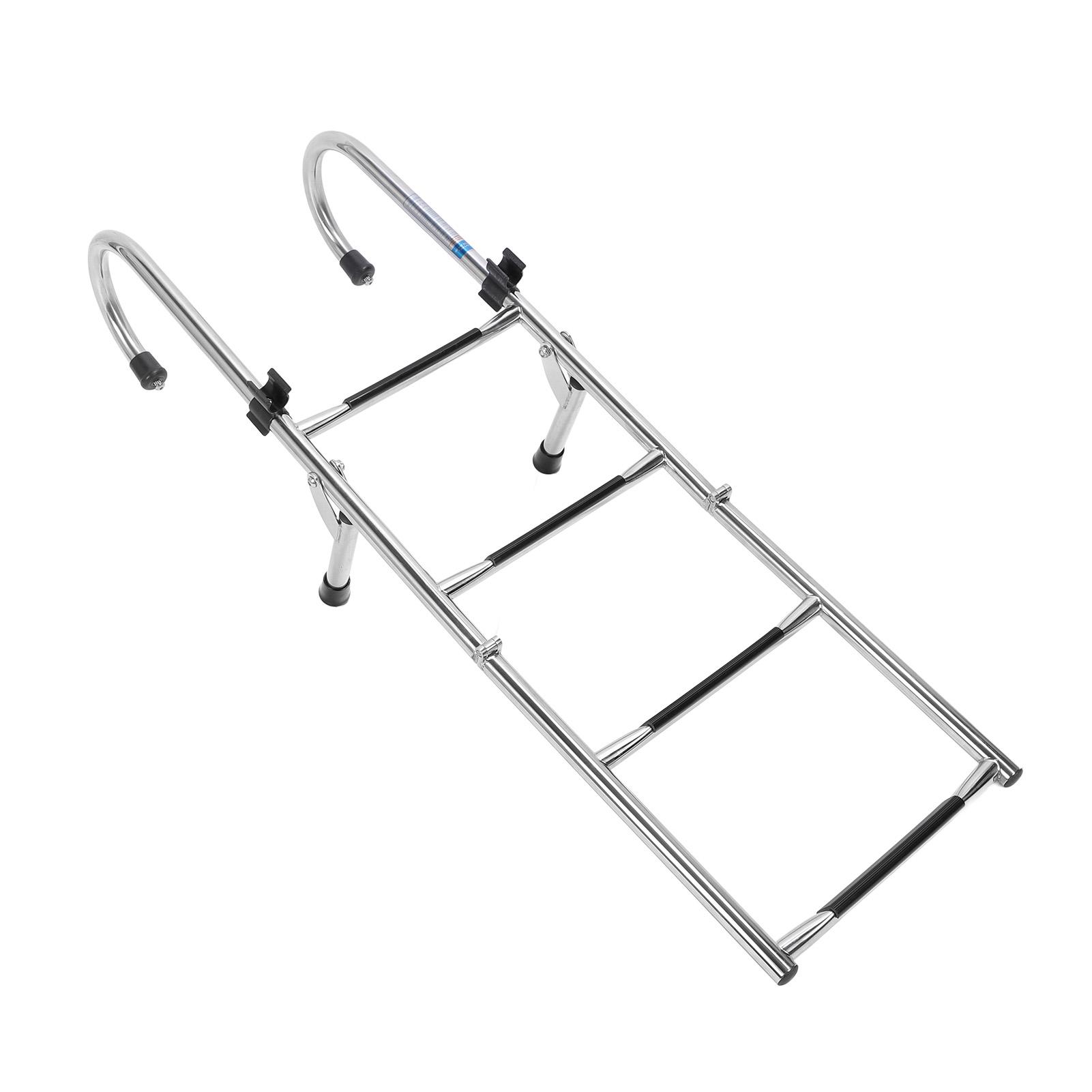 

4-ступенчатая лестница для понтонной лодки с поручнем из нержавеющей стали 316, противоскользящая педаль, складная лестница для посадки на лодку для