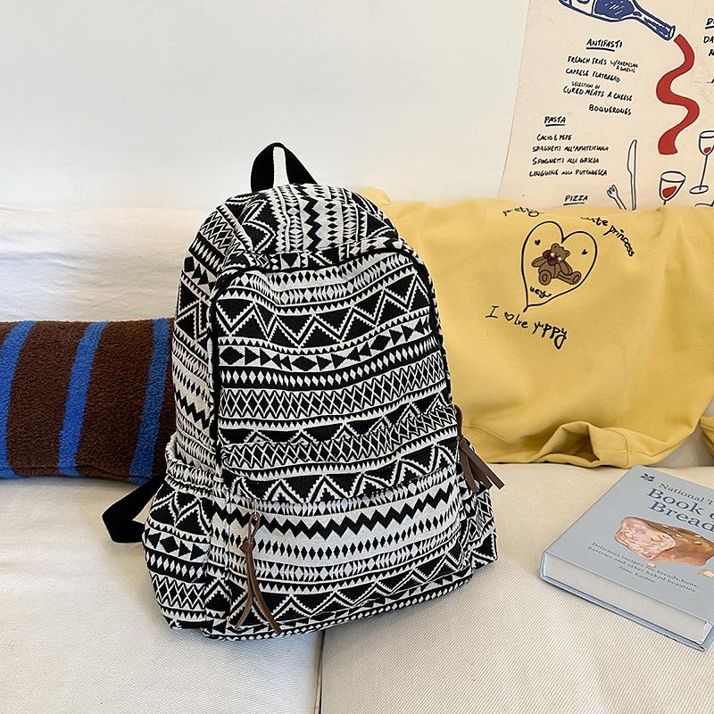Ethnic style schoolbag female college student fashion cross-border large-capacity computer backpack lightweight retro high school backpack