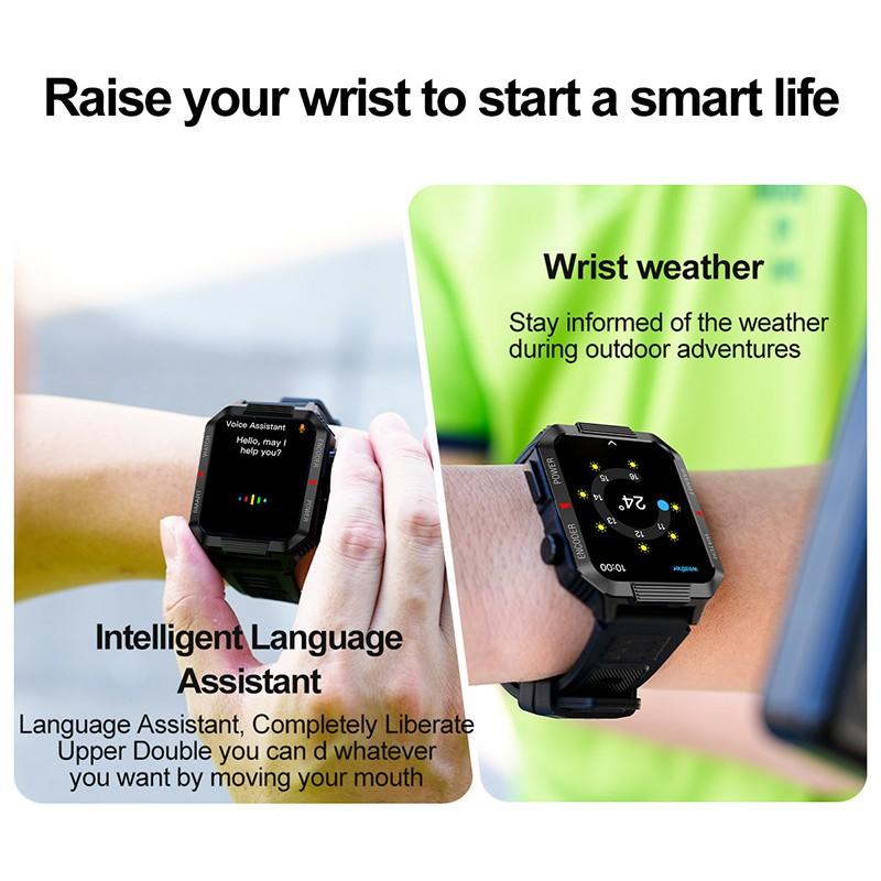 LIGE Montre intelligente militaire pour homme avec appel Bluetooth, écran AMOLED de 3,6 cm