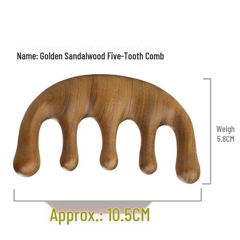 Sandalwood Meridian Anti-Acupoint Five-Finger Massage Comb for Hair Loss, Head & Neck Scraping