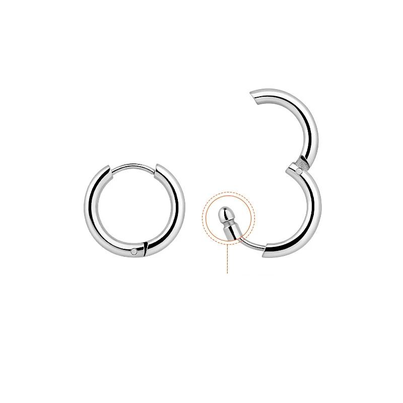LATS 2024 New Simple Stainless Steel Small Hoop Earrings for Women Men 8mm To 20mm Round Cartilage Ear Piercing Fashion Zircon