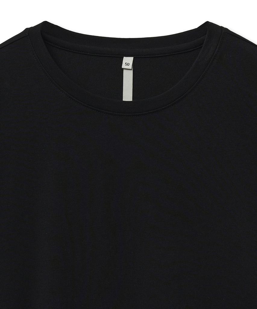 Noir Silky Blended Crew Neck T-Shirt (Black)