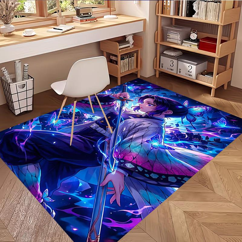 Demon Slayer Print Rug, Washable Floor Carpet, For Entryway Dorm Laundry Room Office Study, Home Decor Birthday Christmas Gift
