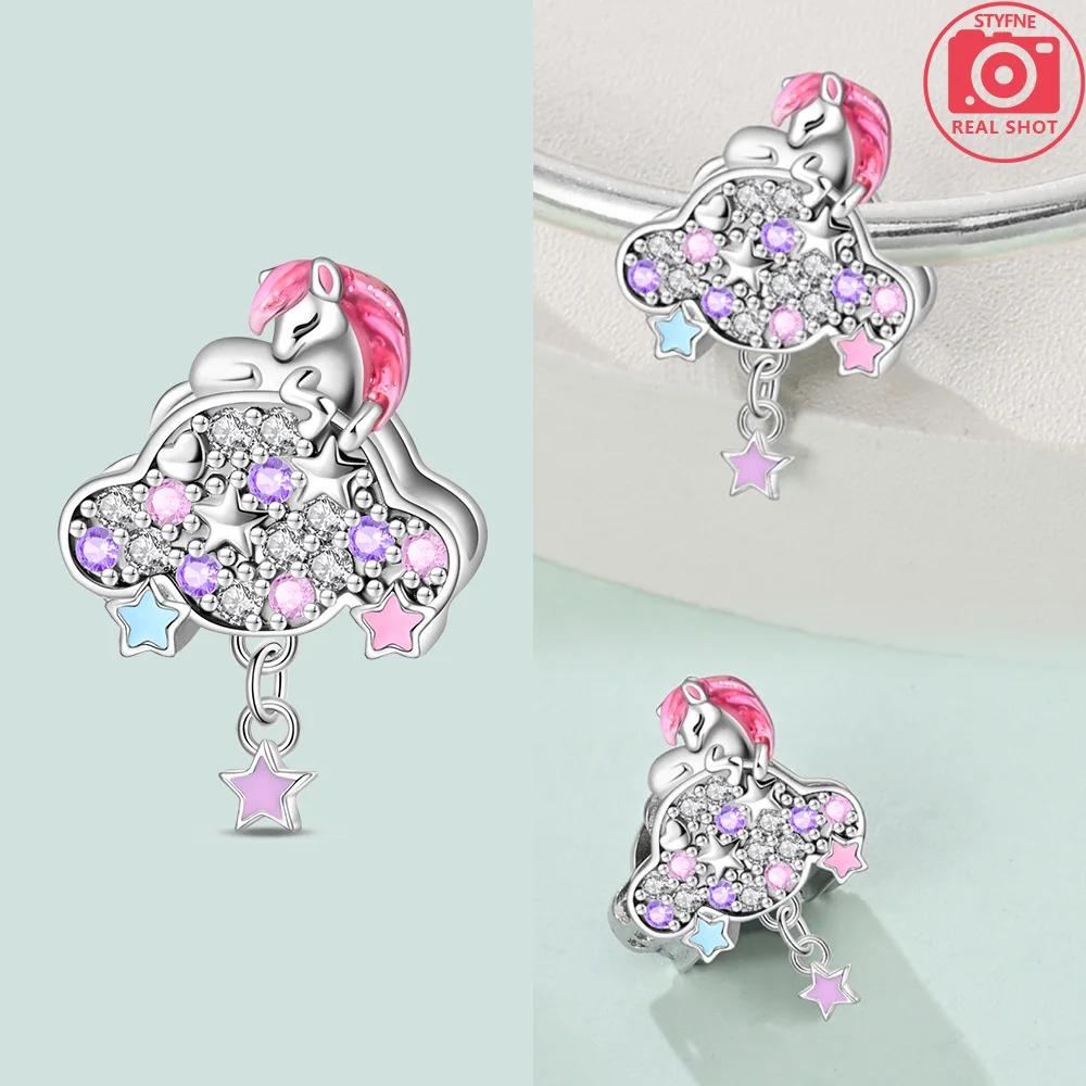 Charmsoriginales Pink Wonderland Unicorn Beads Fit Diy Heart Accessories Bracelet Jewelry Making Women'S Bags