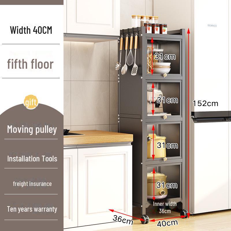 Kitchen Storage Cabinet with Microwave and Pot Rack