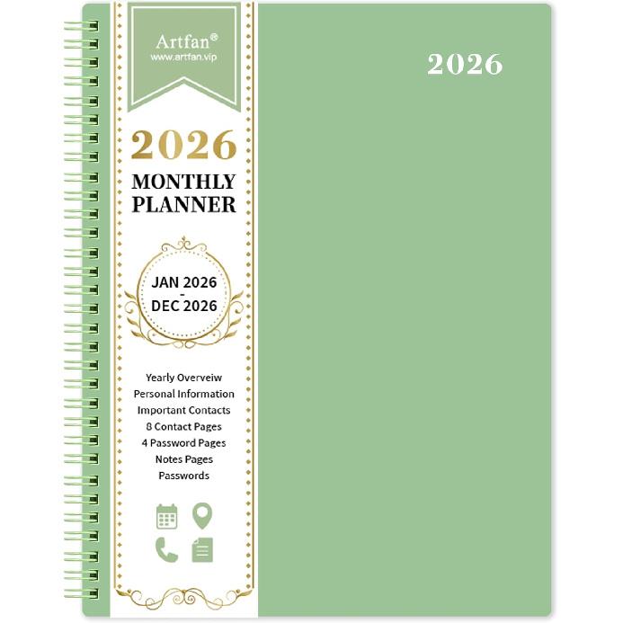 2026 Monthly Planner - 2026 Planner/Calendar, Jan 2026 - DEC 2026, 9" x 11", Thick Paper, Twin-Wire Binding, Monthly Planner with Tabs & Pocket &