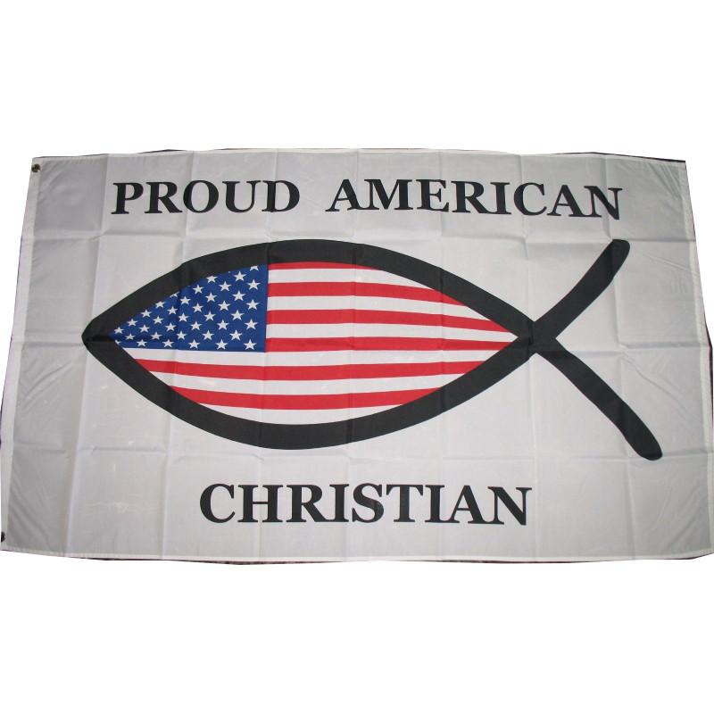 American Proud Christian Flag 3x5 Ft Fish Flag Jesus Christ Religious Usa Symbol