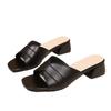 Fashion Ladies Shoes on Sale 2025 Women’s Modern Slippers Summer Square Toe Med Heel Slippers for Fashion Daily Plus Size Dress Sandals