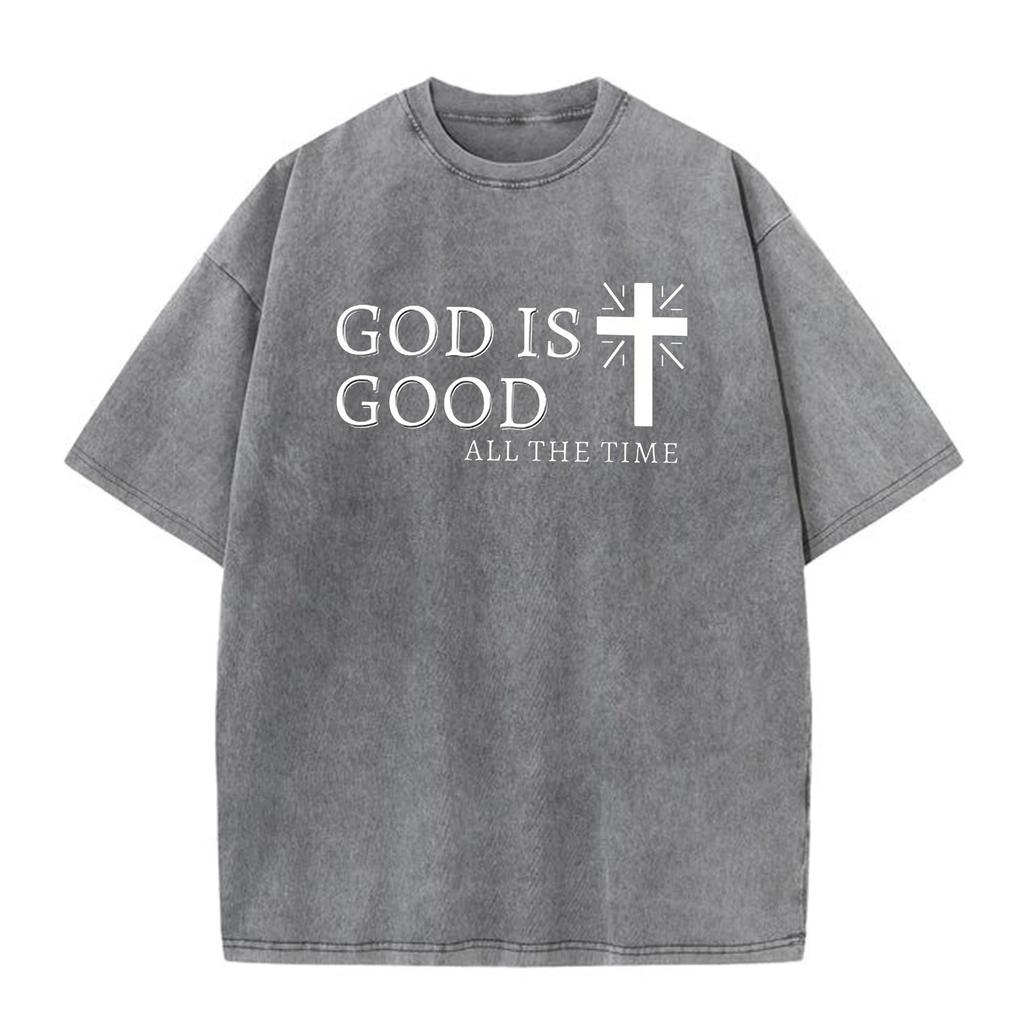 Christian T-Shirt for Men God Is Good Tee Short Sleeve Graphic Letter Printed Cross Religious Quote Casual Top Christian