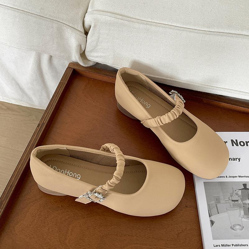

Fashion temperament retro flat bottom shallow mouth single shoes women s summer 2025 new models with skirts versatile inner height increase Mary J 40 абрикосовий