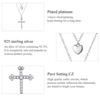 Bamoer 925 Sterling Silver Cross with Heart Plated Platinum CZ Pendant Necklace for Women Chain Necklaces Jewelry