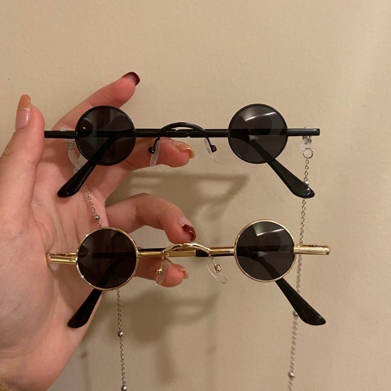 Korean Kids Sunglasses 3-10 Years Old Round Metal Frame Fashion Eyewear for Boys Girls Street Style Sun Glasses