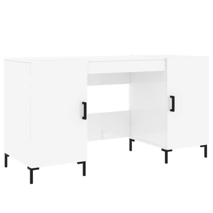 VidaXL Bureau Blanc brillant 140x50x75 cm Bois d'ingénierie 829550