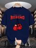 Unisex Crew Neck Tee Boxing Gloves Fight Club Text Print Soft Cotton Loose Short Sleeve Summer Casual Male Daily Streetwear Tops