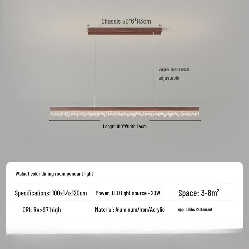 Oeny Linear Walnut Wood LED Pendant Light