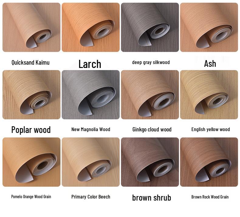 Wood Veneer Self-Adhesive Wallpaper: Thick, Soft, Imitation Wood Grain for Doors, Tables, and Furniture Renovation.
