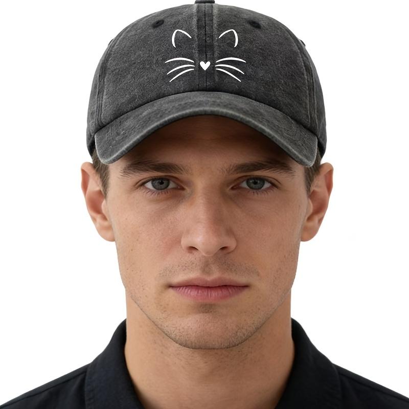 Unisex Fashionable and Versatile Printed Cute Cat Whiskers Baseball Cap Outdoor Lightweight Trucker Baseball Cap