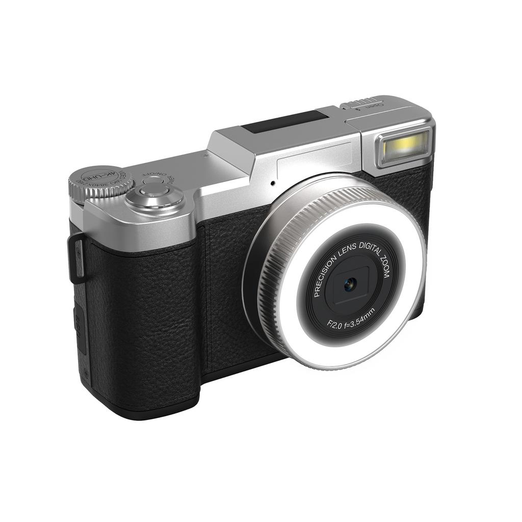 4K Digital Camera 48MP Resolution 18X Zoom Compact Travel Size for Selfie and Video Recording