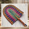 Colorful Striped Patterns Hand Braided Fan Vintage Cattail Fan Decorative Handheld Fans  Outdoor