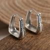 Huajie Irregular Boho Vintage Style Ancient Silver Color Hoop Earrings for Women Classic Daily Ear  Trend