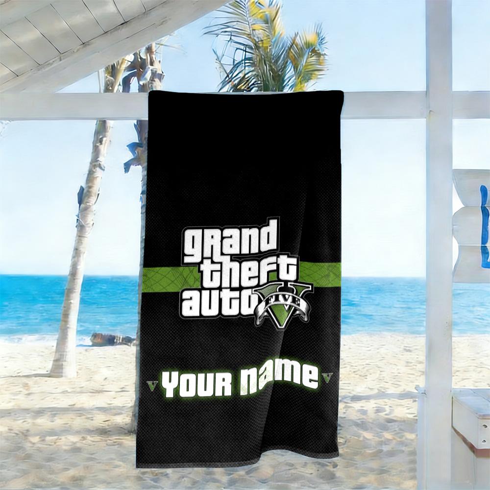 Gta Customize Your Name Beach Towel Soft Durable Quick-Dry Perfect for Traveling Yoga Camping and Swimming