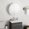 VidaXL Bathroom Cabinet Round Mirror and LED Storage Cabinet Vanity Unit Toilet Home Interior Grey 345581