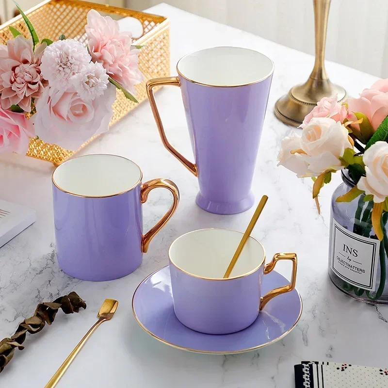 High Bone China Large Capacity High Cup Macaron Simple Water Cup Household Ceramic Coffee Cups Coffee Mug    Mugs Coffee Cups