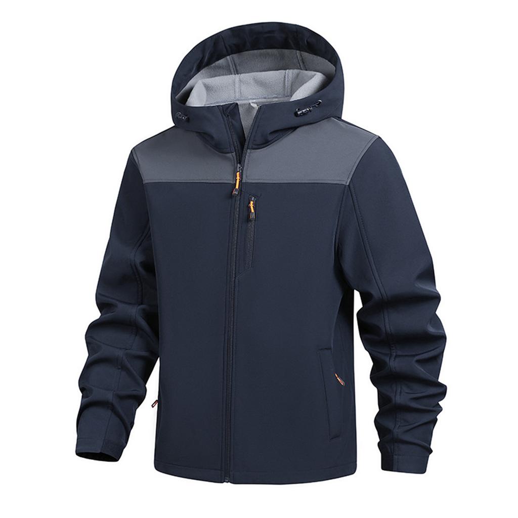 Men's Solid Color Outdoor Mountaineering Waterproof Windproof Fleece Jacket Outdoor Jacket