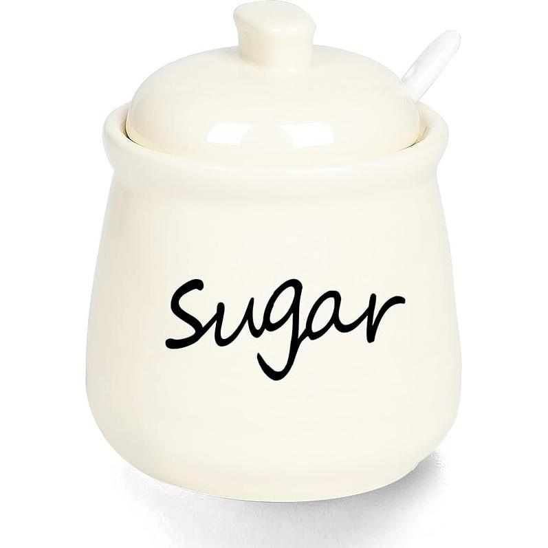 Керамическая сахарница ONTUBE с крышкой и ложкой 12 унций (белый)