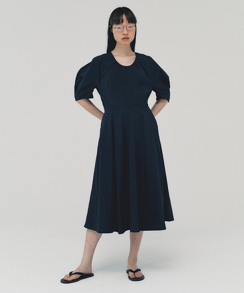 Awi Lantern Sleeve Dress_Dark Navy