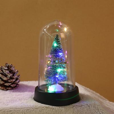 Party Festive Christmas Tree Glass Cover Ornament Christmas Venue Decoration Ornament Night Light Tabletop Decoration
