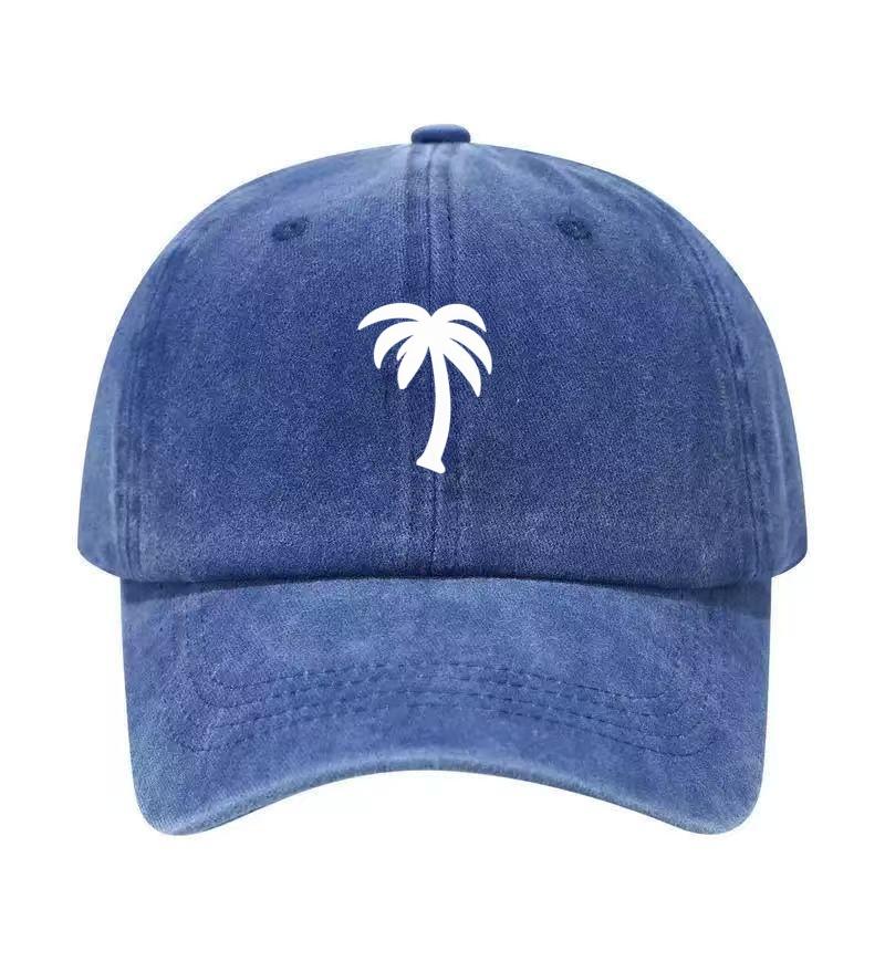 Palm Tree Printed Washed Cotton Adjustable Baseball Cap Classic Snapback Dad Hat Breathable Hat Golf Fishing Outdoor Sun Cap