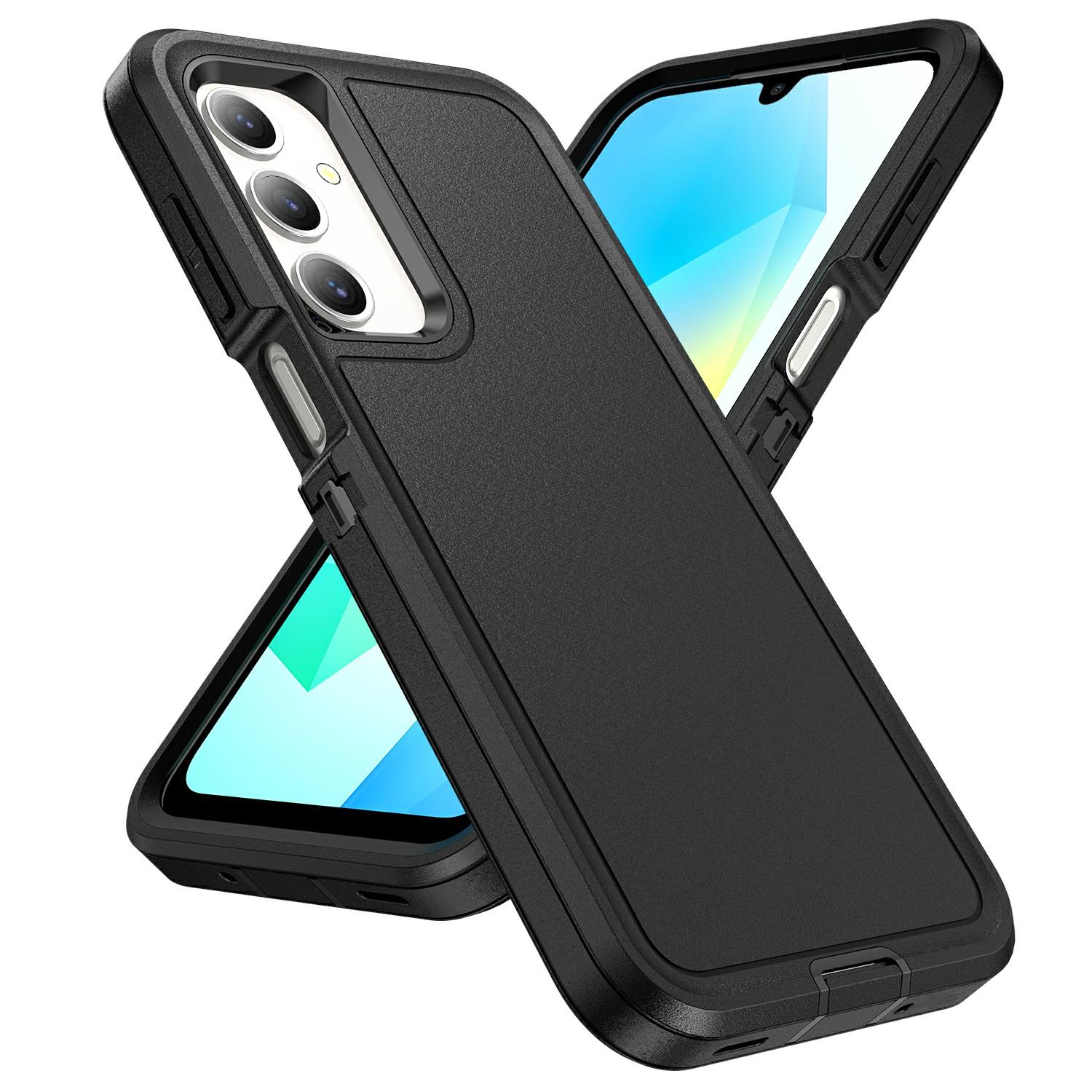 

For Samsung Galaxy A16 4G/5G Case PC+Silicone+EVA 3-in-1 Shockproof Phone Cover Dark Blue+Light Cyan