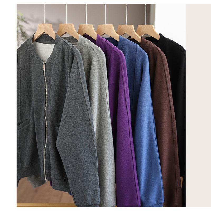 DIMANAF Plus Size Women Jackets Solid Hoodies & Sweatshirts Zipper Purple Coats Loose Casual Autumn Basic Tops 2022 New